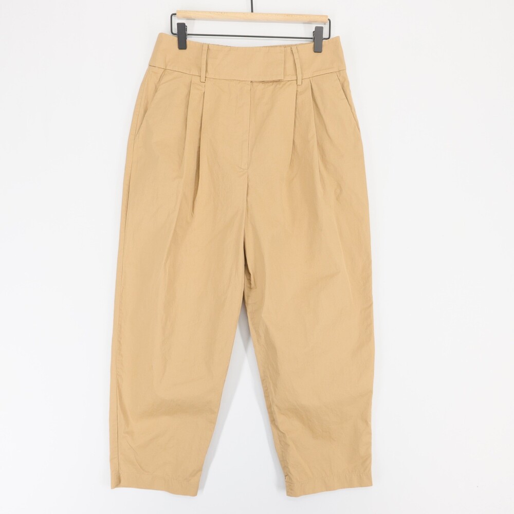 Exquise Trousers Womens M Tan Pleated High Rise Tapered Barrel Leg Anthropologie